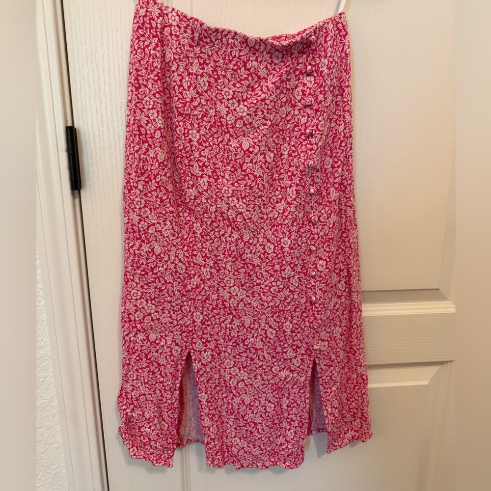 Anthropologie Floral Pink Skirt